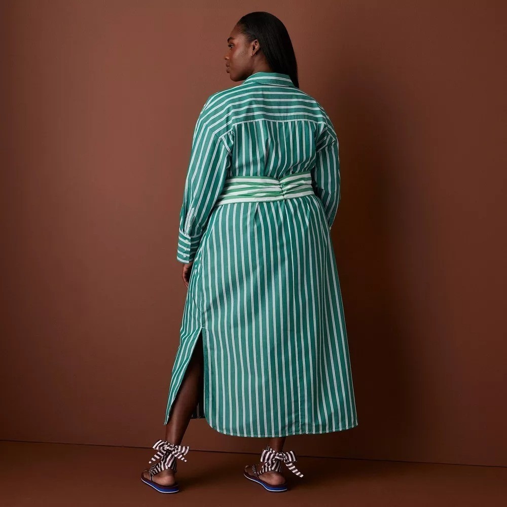 Rosie Assoulin x Target M Medium Tie-Waist Striped Poplin Maxi Shirt Dress LS - Picture 11 of 11